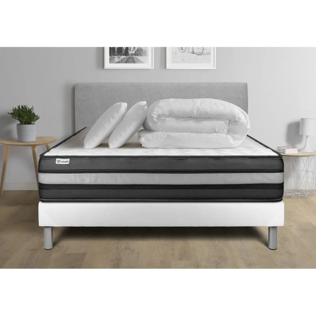 Pack prêt a dormir VITALPOWER ZEN sommier Kit blanc