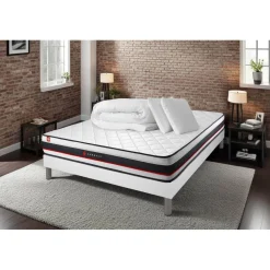 Pack sommier matelas FORM 2 oreillers memoire de forme Couette Percale