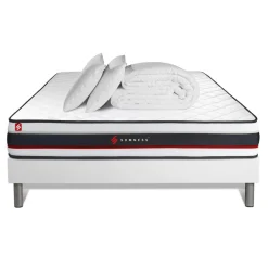 Pack sommier matelas FORM 2 oreillers memoire de forme Couette Percale