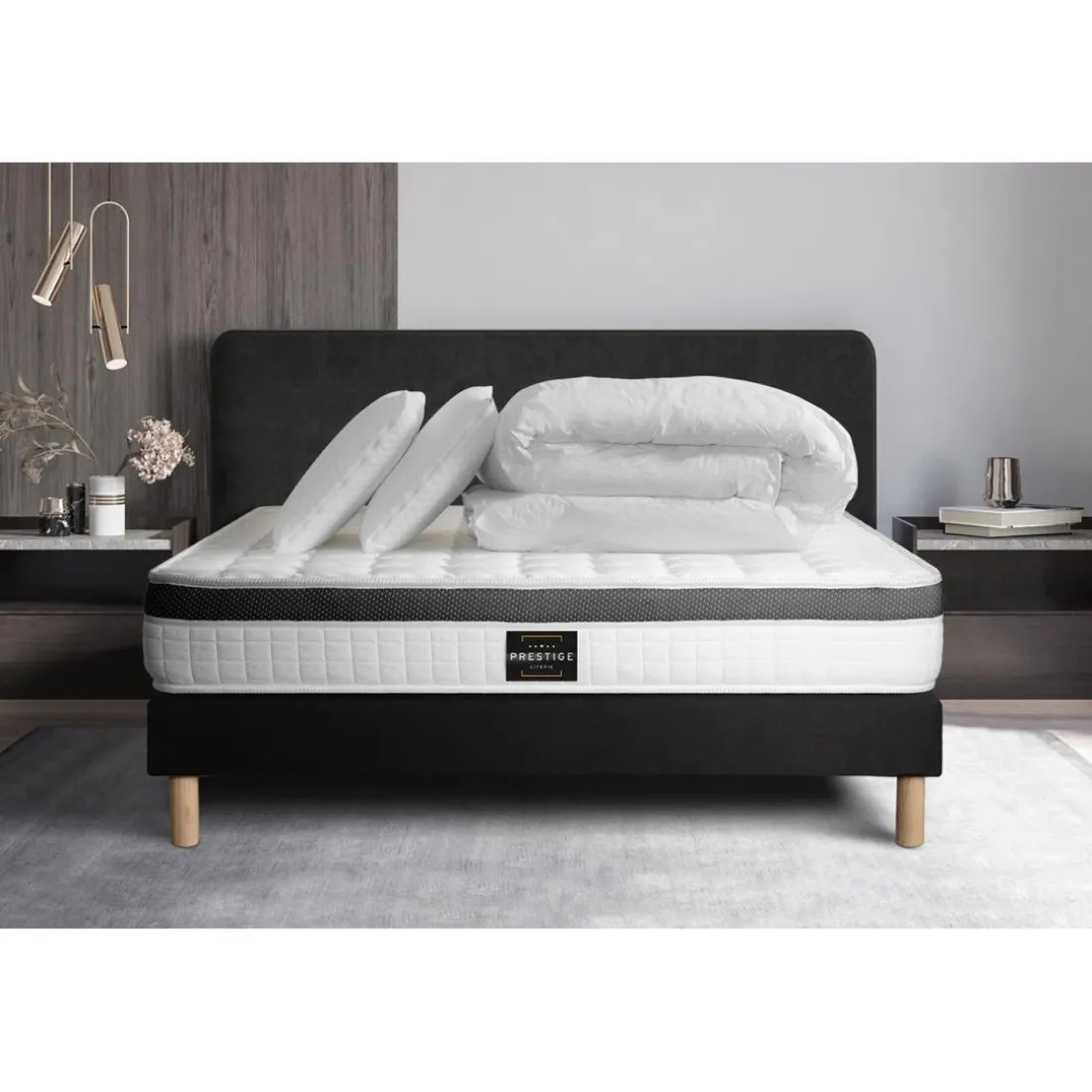 Pack Superieur Memoire de forme 3 zones sommier noir