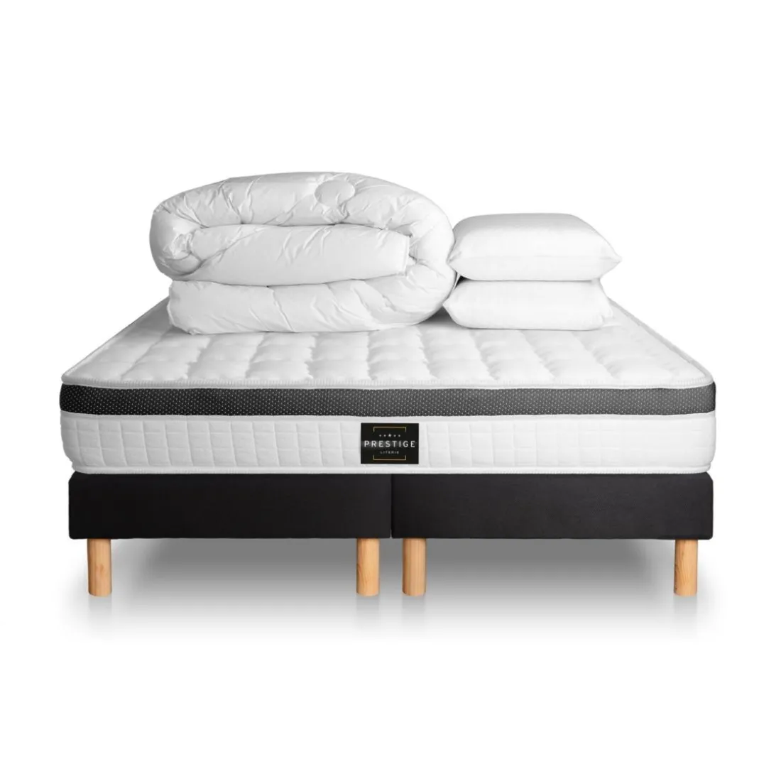 Pack Superieur Memoire de forme 3 zones double sommier noir