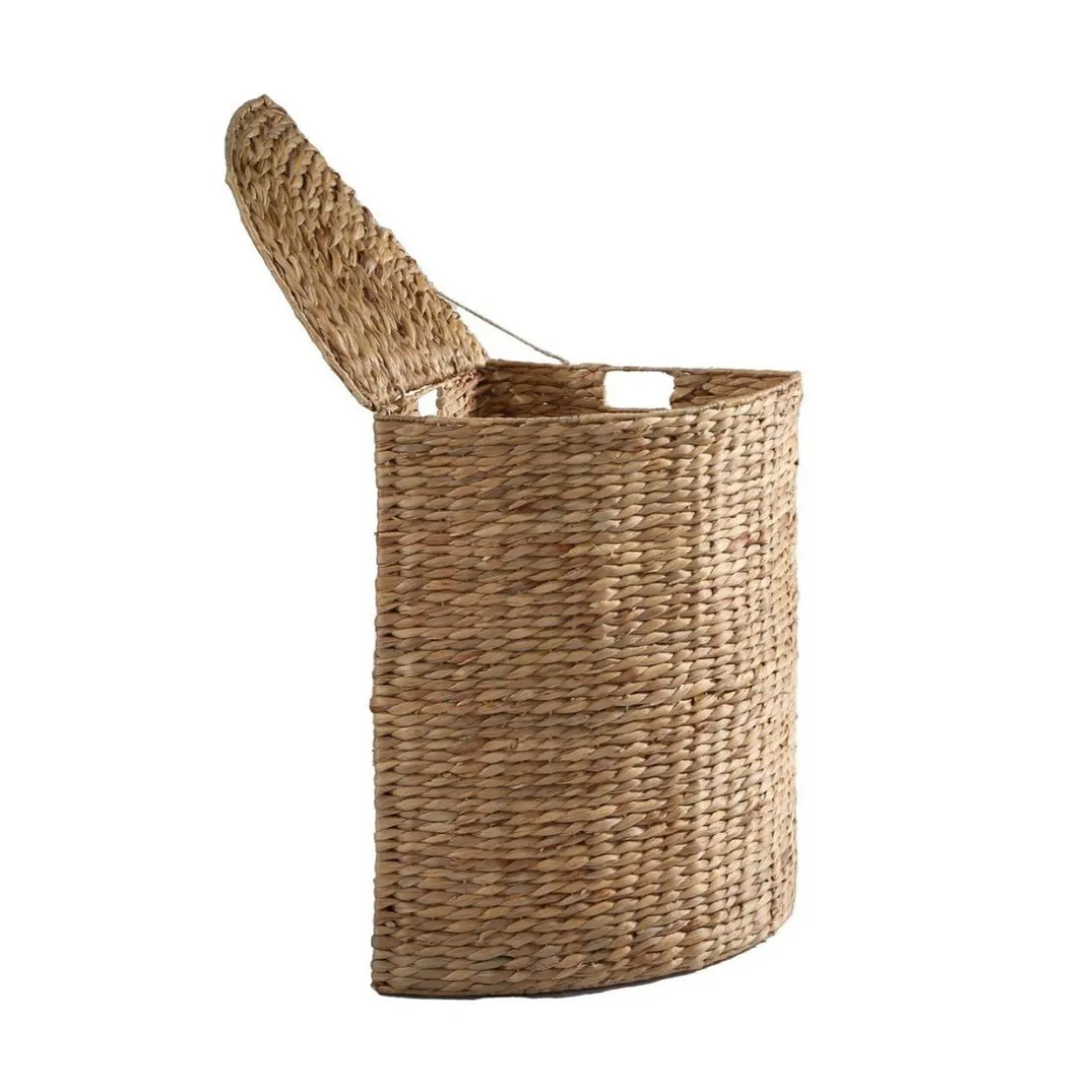 Panier à Linge d'Angle en Jacinthe d'Eau Beige
