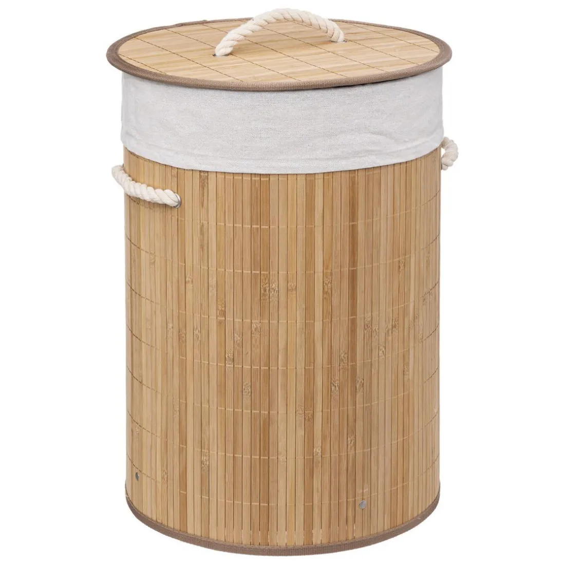 Panier à linge rond 48l en bambou
