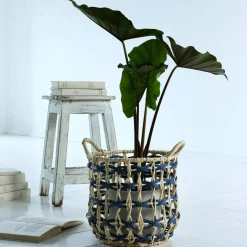 Panier Bicolore CALOUS Bleu et Ecru
