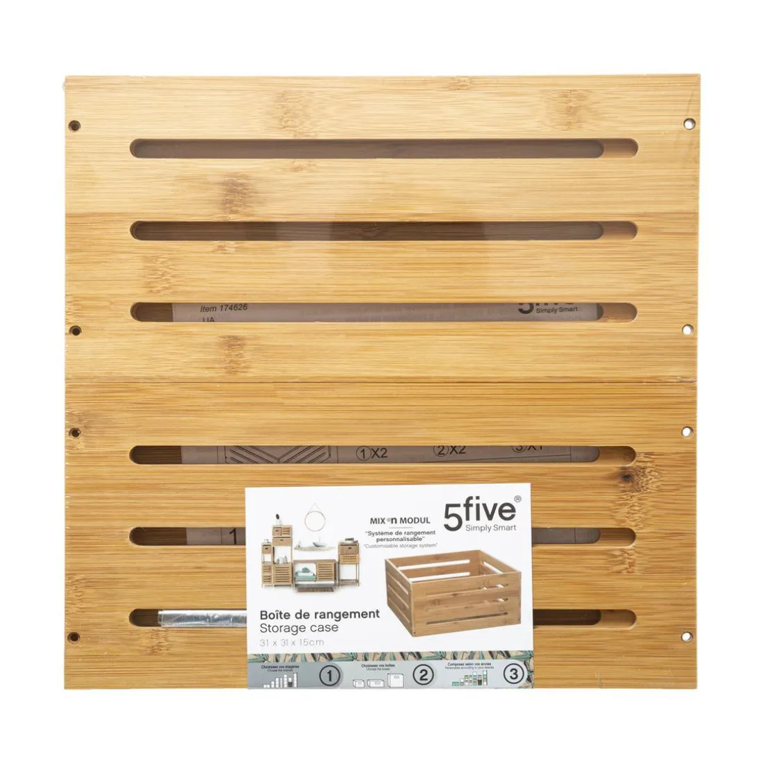 Panier de Rangement 31 x 15 Bambou Plein