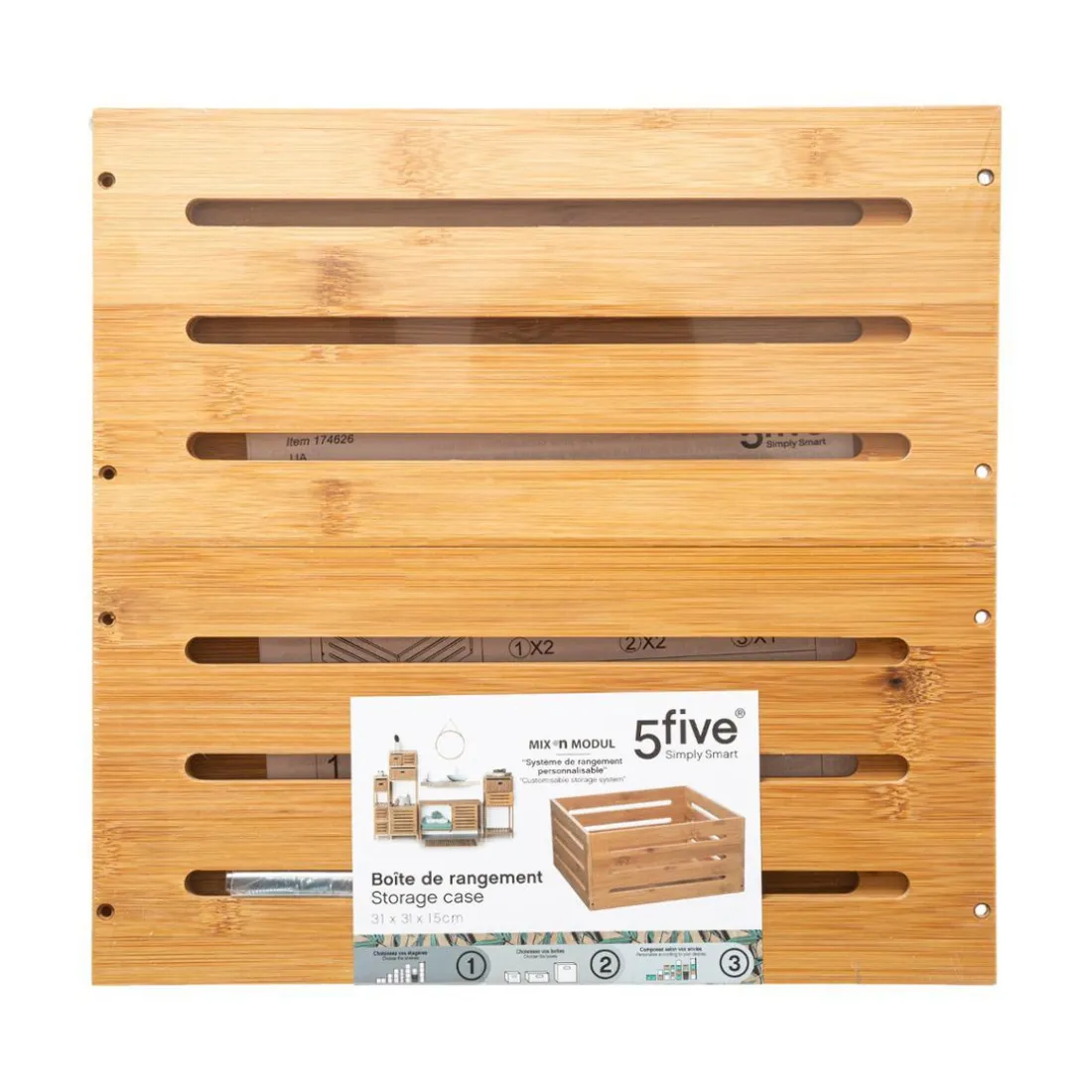 Panier de Rangement 31 x 15 Bambou Plein