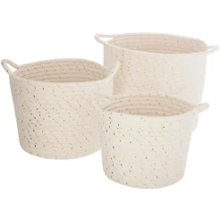 Panier en coton ecru & lurex x3