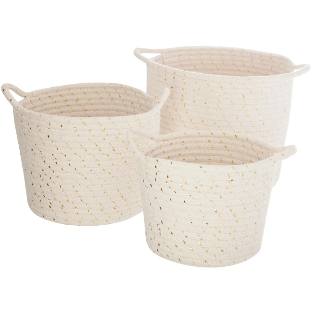 Panier en coton ecru & lurex x3