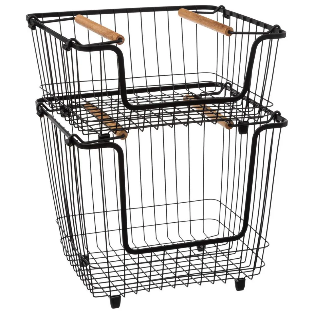 Panier en métal empilable grand format Noir