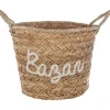 Panier osier broderie blanche