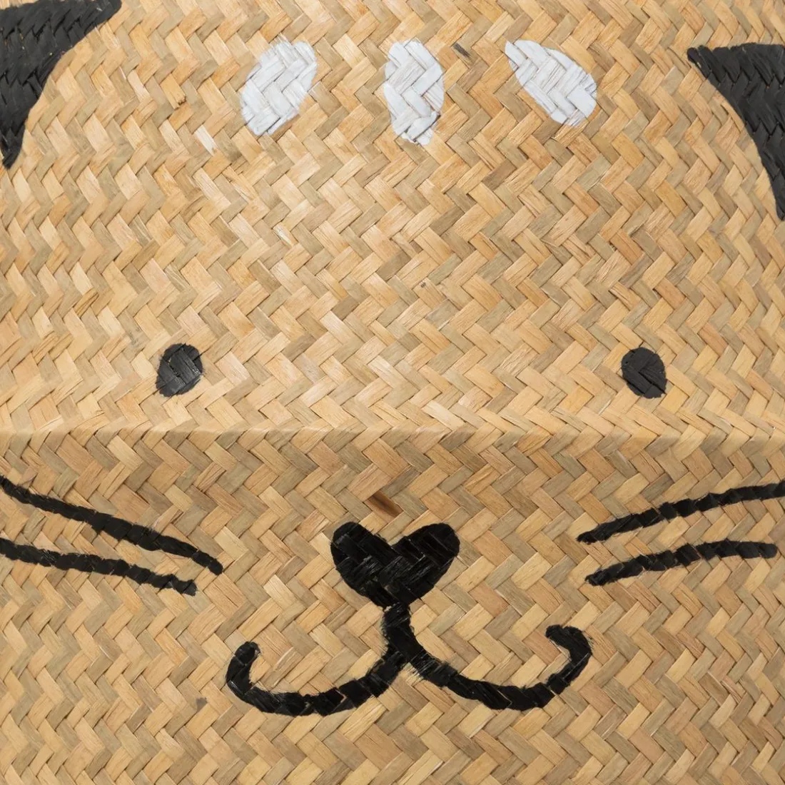 Panier Pliant Roseau Chat Beige