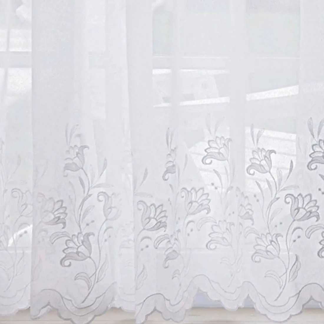 Panneau voilage brodé finition écailles aspect sablé Becquet - Blanc