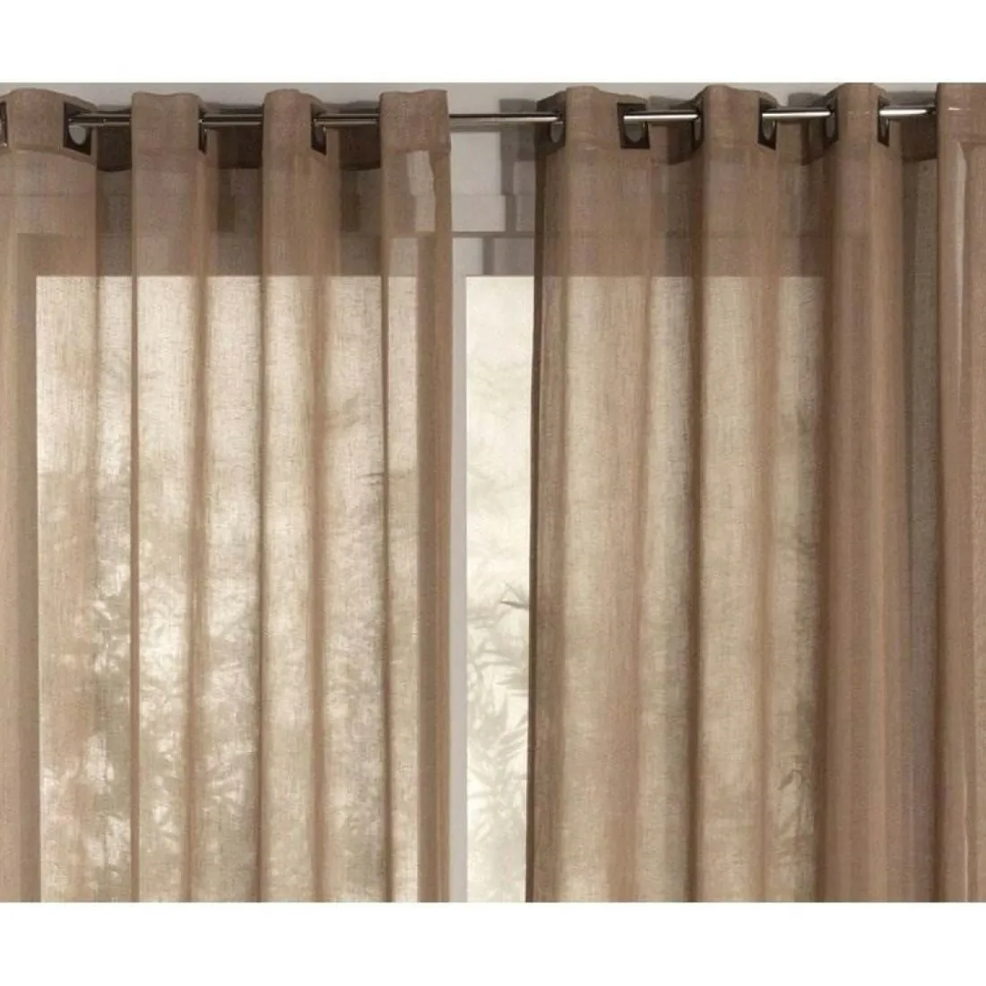 Panneau voilage uni en étamine oeillets carrés Becquet - Beige