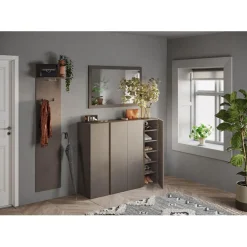 Panneau mural Ferrare avec tringle et crochet coloris mélamine bronze L40xH184