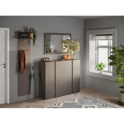 Panneau mural Ferrare avec tringle et crochet coloris mélamine bronze L40xH184