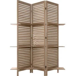Paravent 3 Étagères Bois