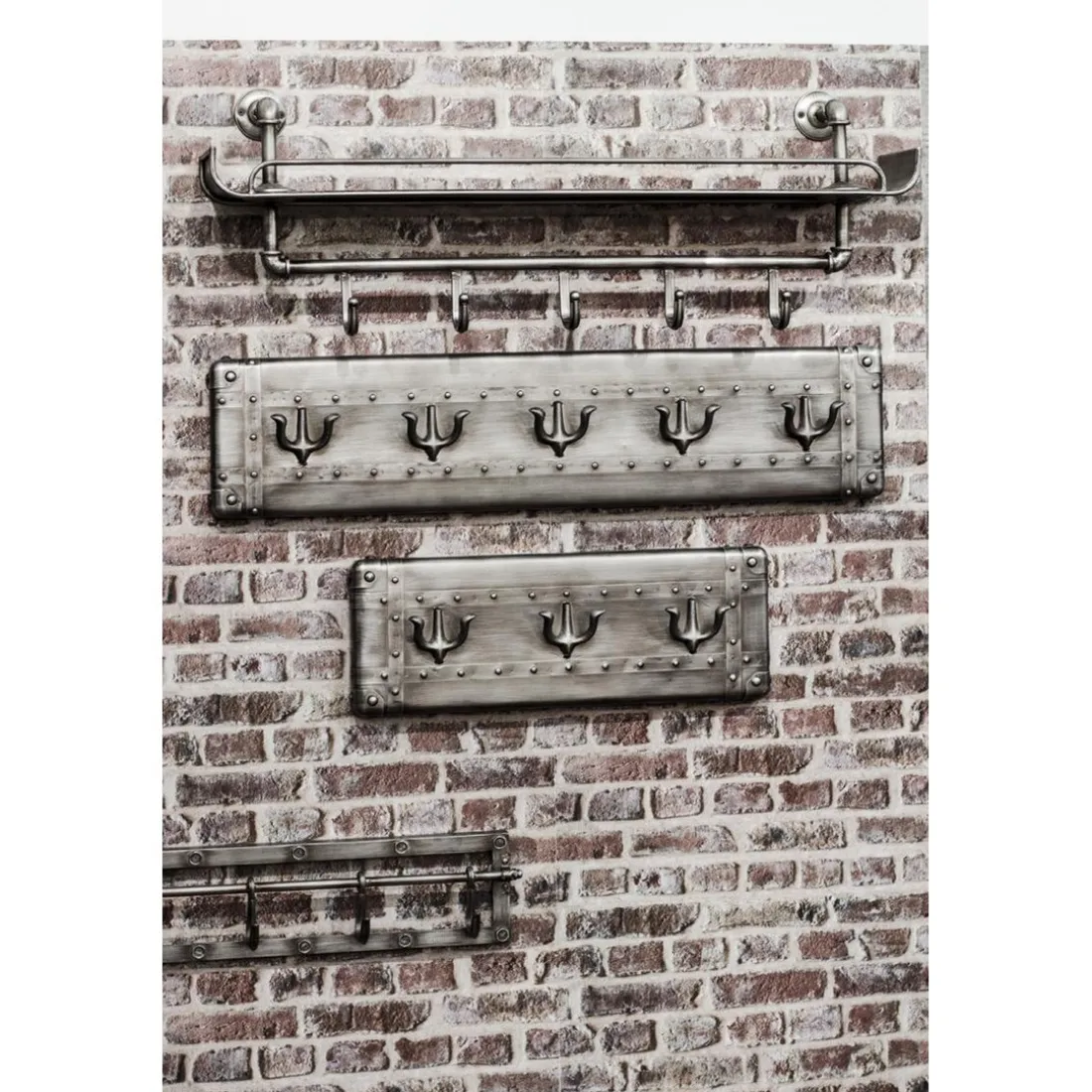 Patère murale en métal avec 5 crochets anthracite