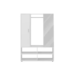 Penderie 1 porte 1 miroir 4 cases AUMA 1 blanc