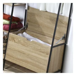 Penderie 5 Étagères avec coffre à chaussures et patères en Bois Beige
