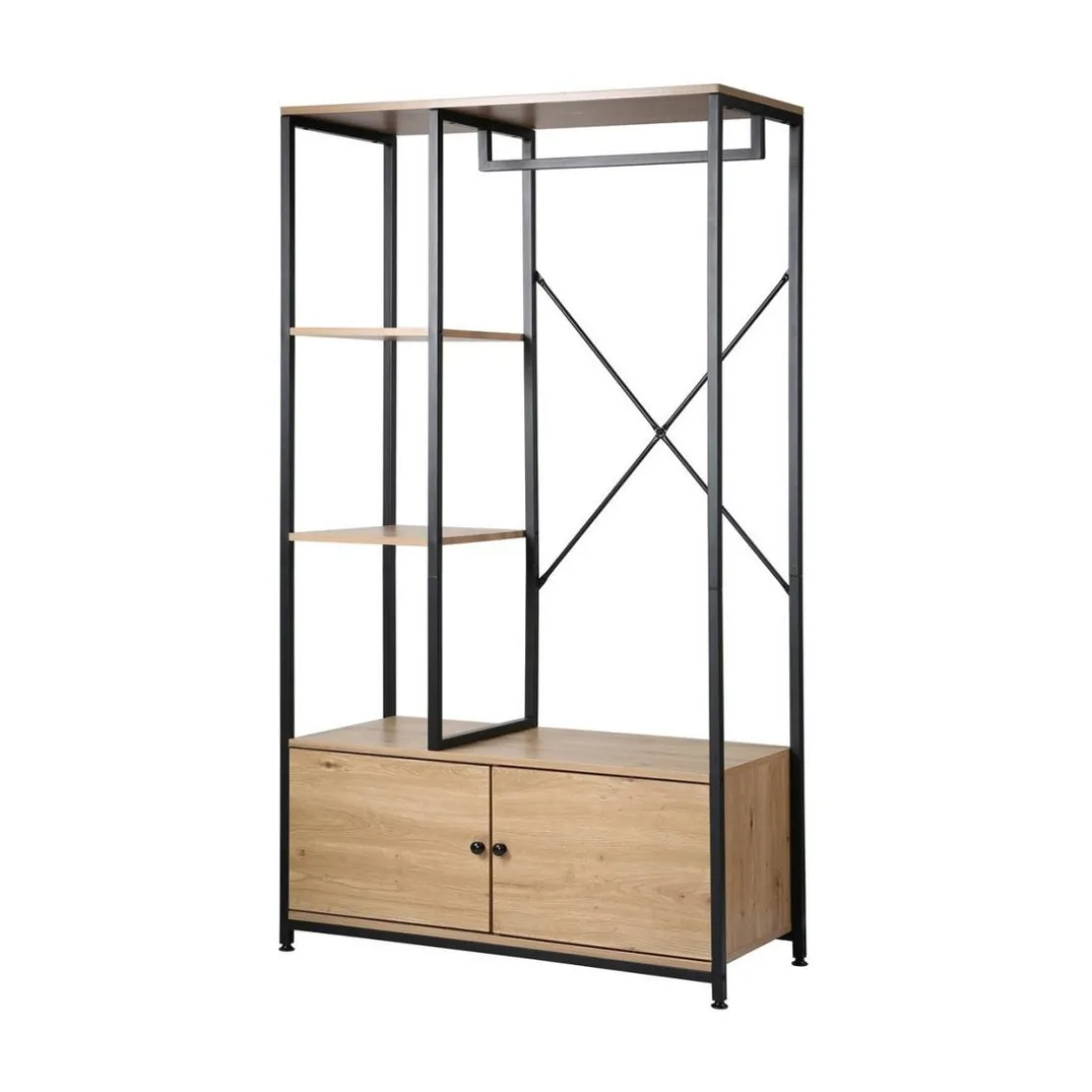 Penderie avec étagères et rangements 2 portes en bois Beige
