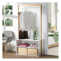 Penderie d'entrée avec rangement en bois Blanc