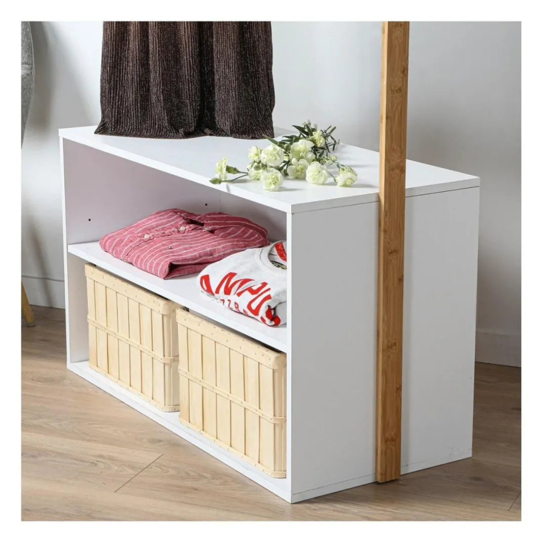 Penderie d'entrée avec rangement en bois Blanc