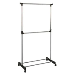 Penderie double tringle monté sur roulettes plastique et métal