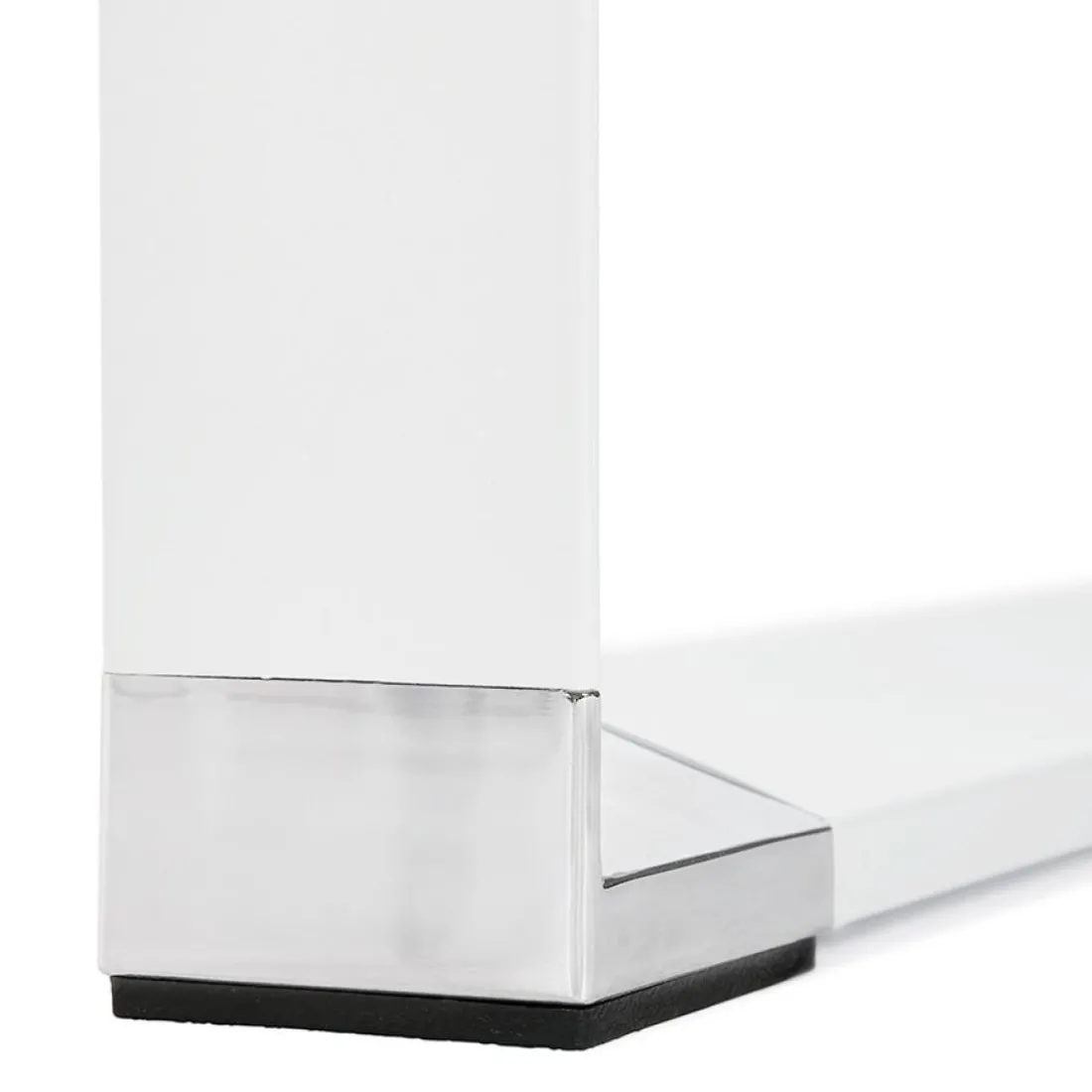 Petit bureau droit design 'XLINE' en bois finition Noyer et métal blanc