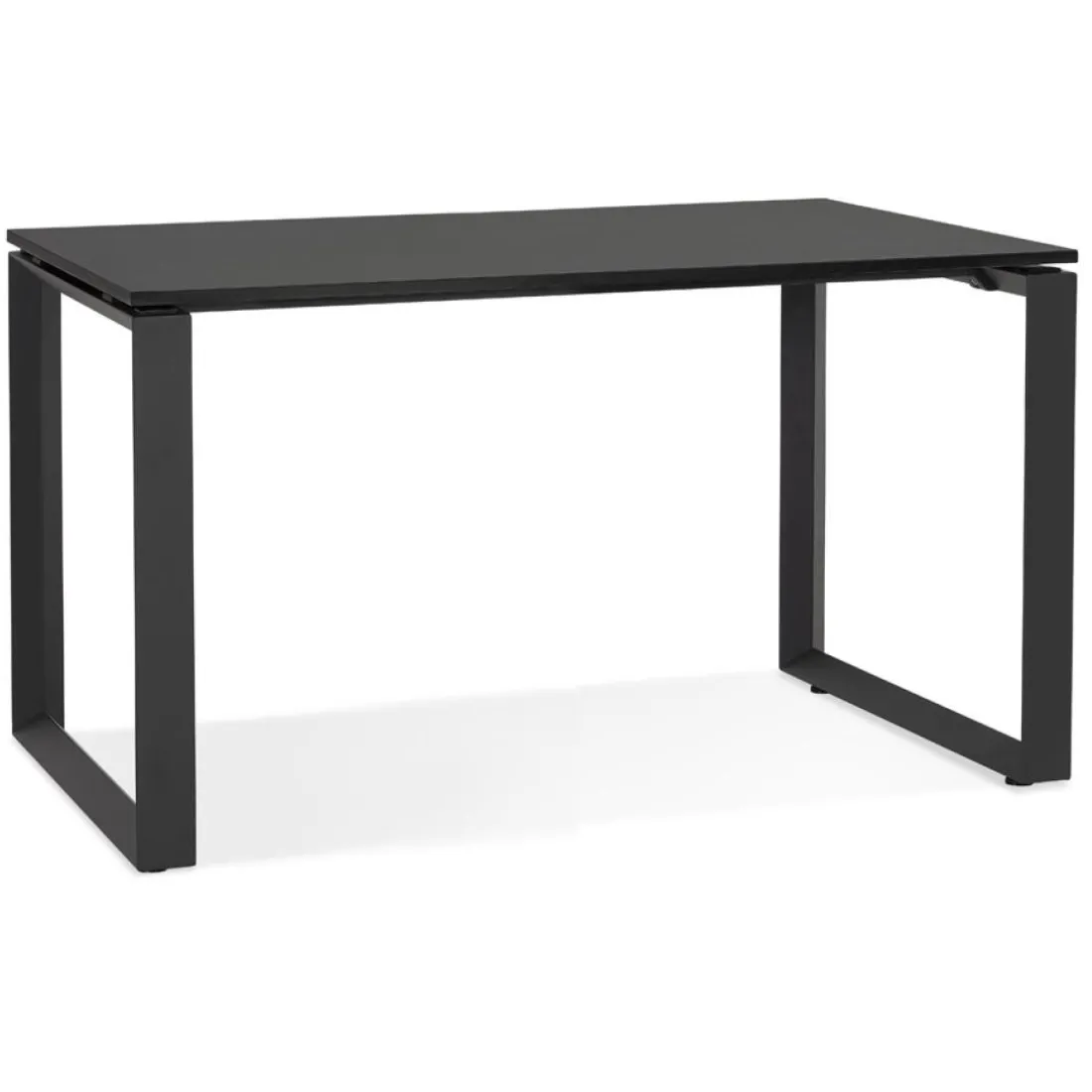 Petit bureau droit design 'BAKUS' en bois et métal noir