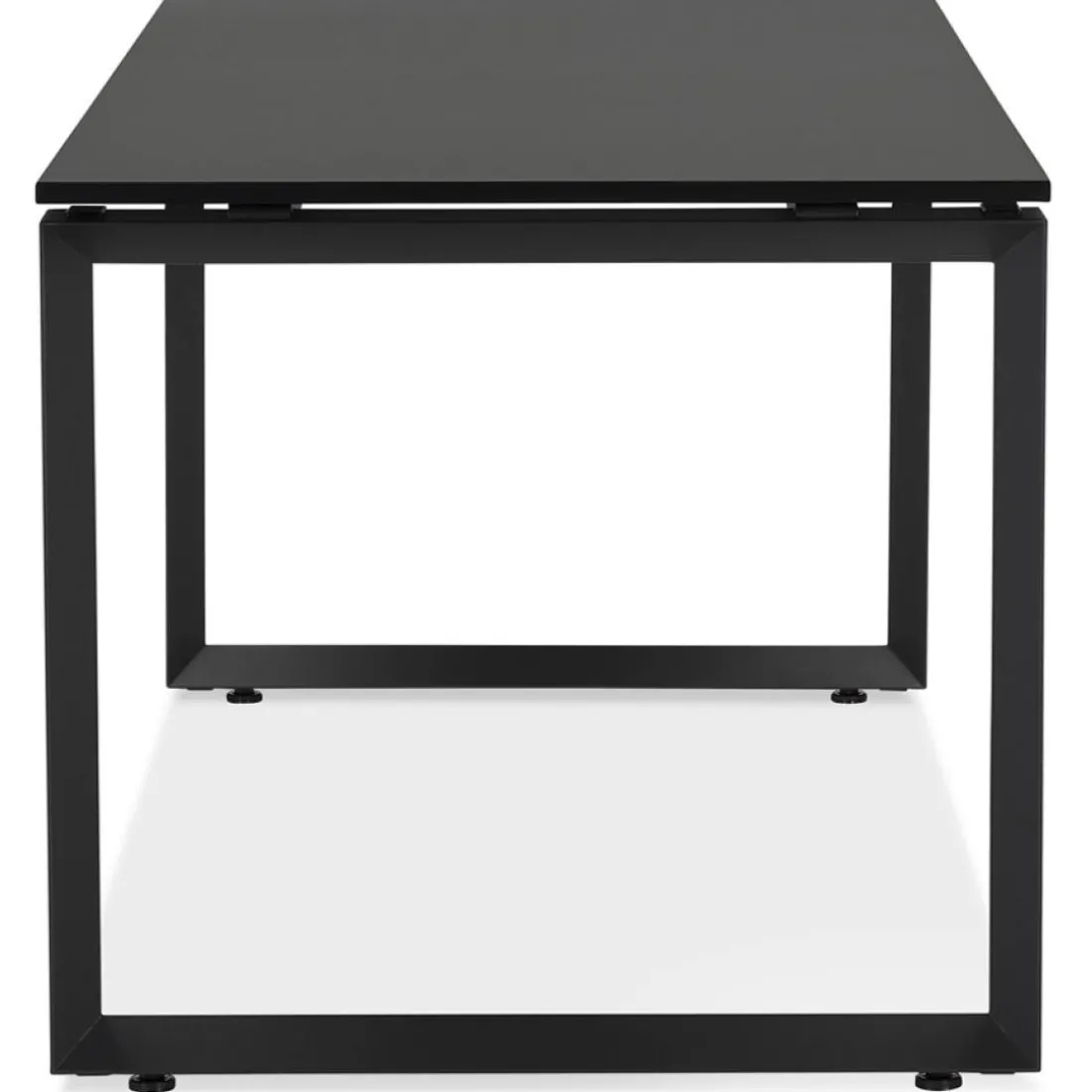 Petit bureau droit design 'BAKUS' en bois et métal noir