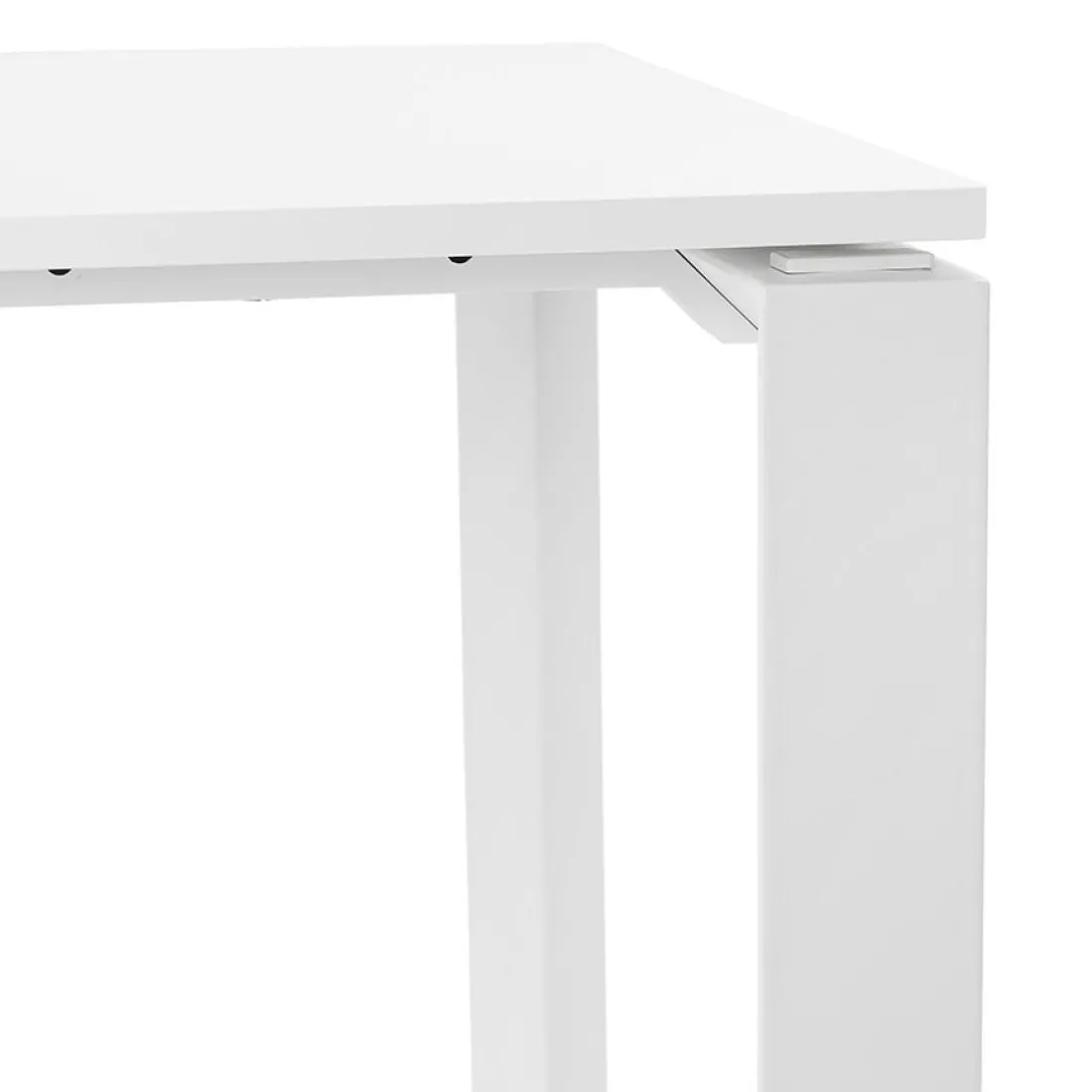 Petit bureau droit design 'BAKUS' en bois et métal blanc