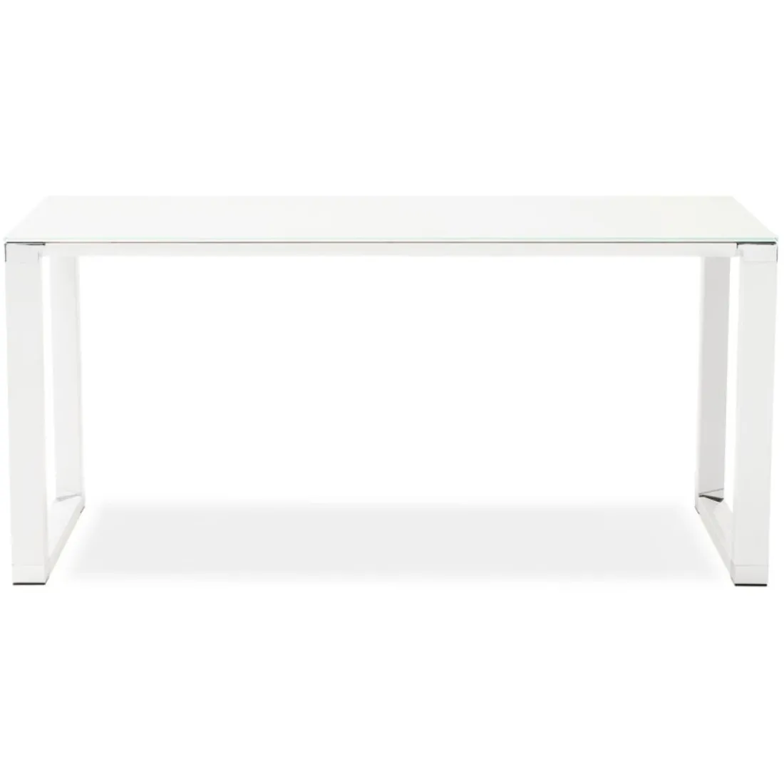 Petit bureau droit design 'XLINE' en verre blanc