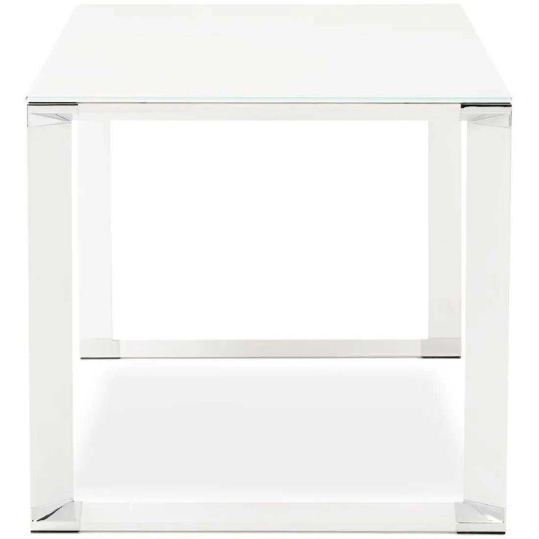 Petit bureau droit design 'XLINE' en verre blanc