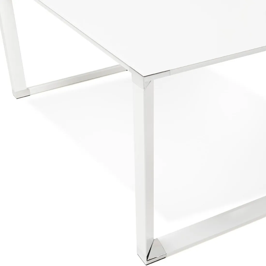 Petit bureau droit design 'XLINE' en verre blanc