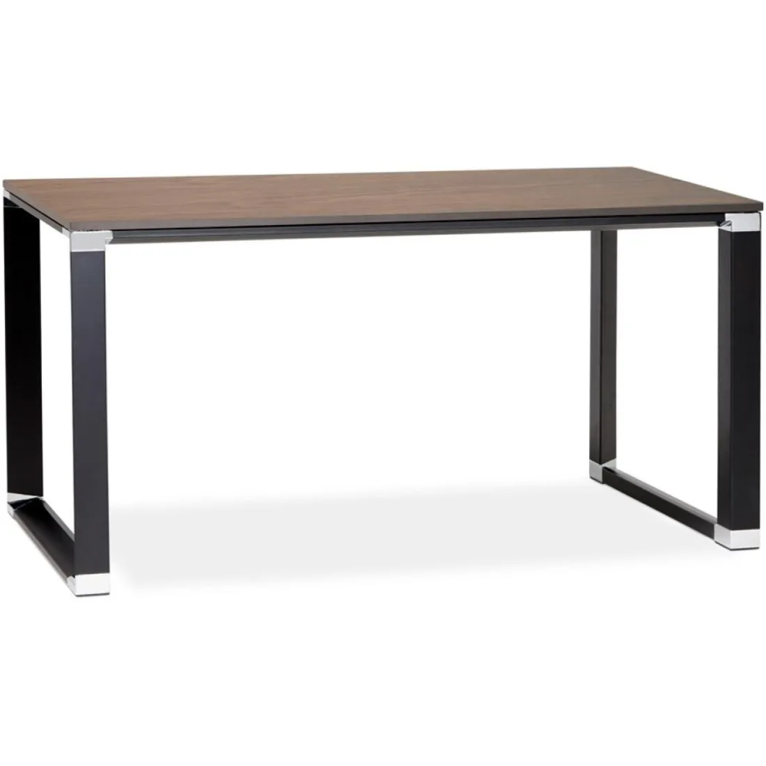 Petit bureau droit design 'XLINE' en bois finition Noyer et métal noir