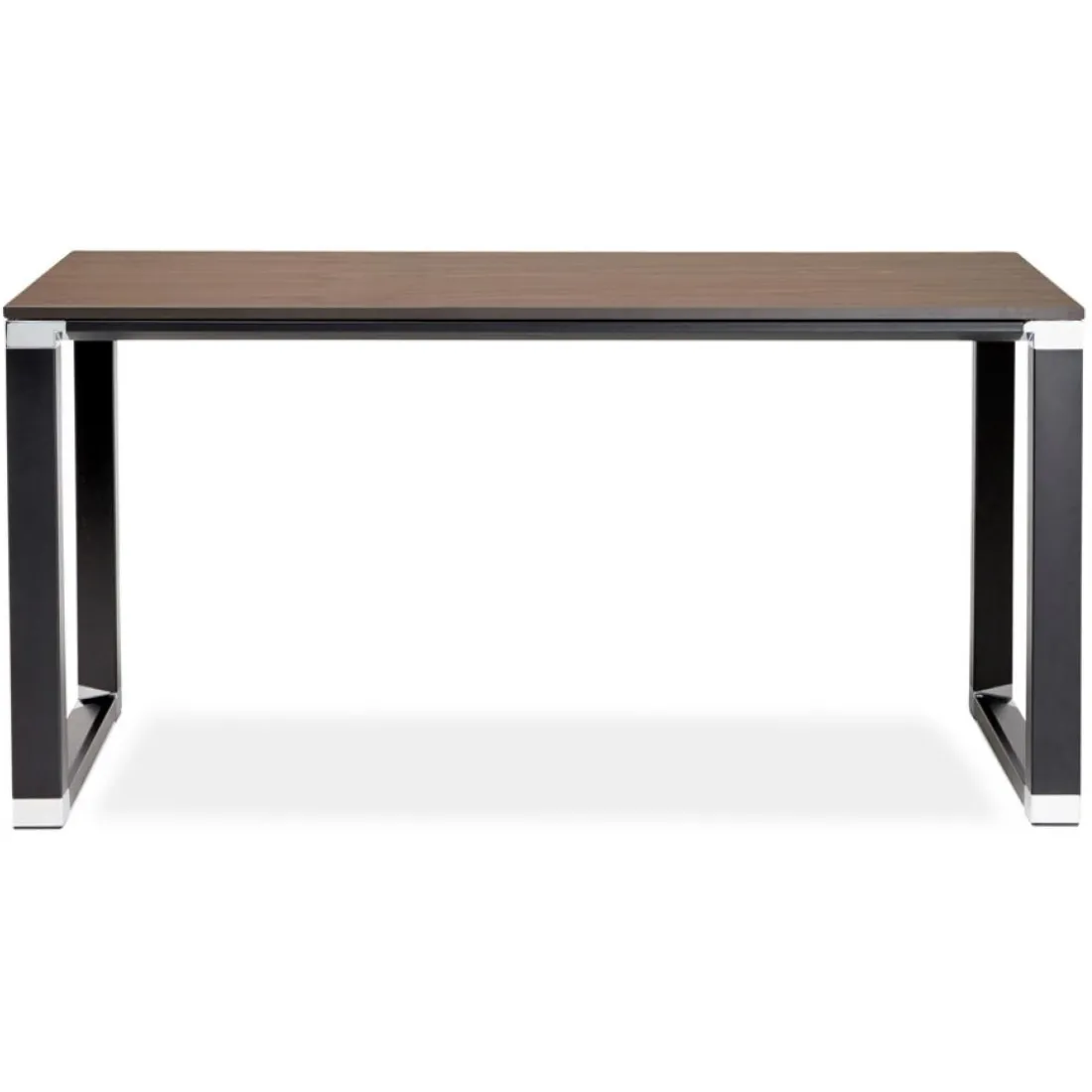 Petit bureau droit design 'XLINE' en bois finition Noyer et métal noir