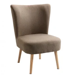 Petit fauteuil en bois massif et en tissu Marron de Style Scandinave