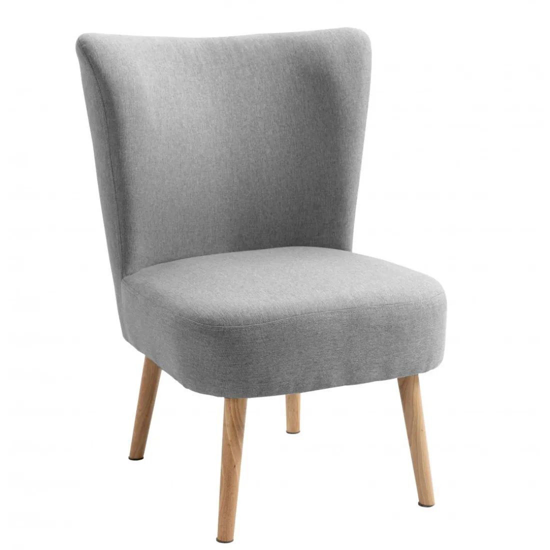 Petit fauteuil en bois massif et en tissu Gris de Style Scandinave