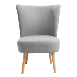 Petit fauteuil en bois massif et en tissu Gris de Style Scandinave