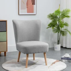 Petit fauteuil en bois massif et en tissu Gris de Style Scandinave