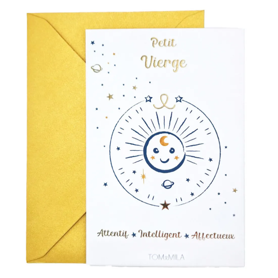 Petite carte Astro avec enveloppe, blister et cadre doré Vierge