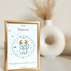 Petite carte Astro avec enveloppe, blister et cadre doré Taureau