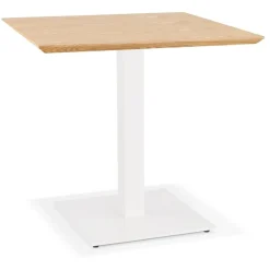 Petite table à diner carrée 'REGIS' en bois finition naturelle et fonte blanche