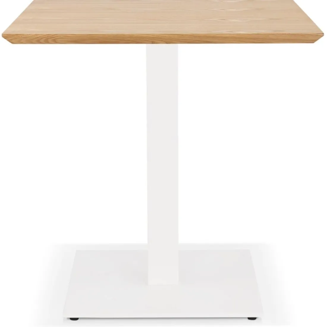 Petite table à diner carrée 'REGIS' en bois finition naturelle et fonte blanche