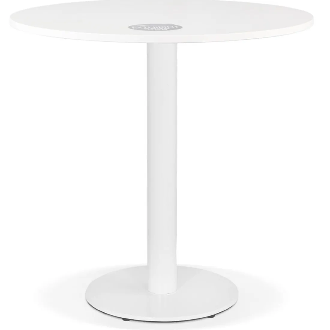 Petite table à diner 'LUCETTE' ronde en bois et fonte blanche