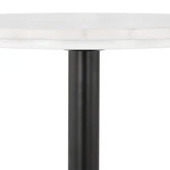 Petite table bistrot ronde 'TOMY' en pierre blanche effet marbre et métal noir