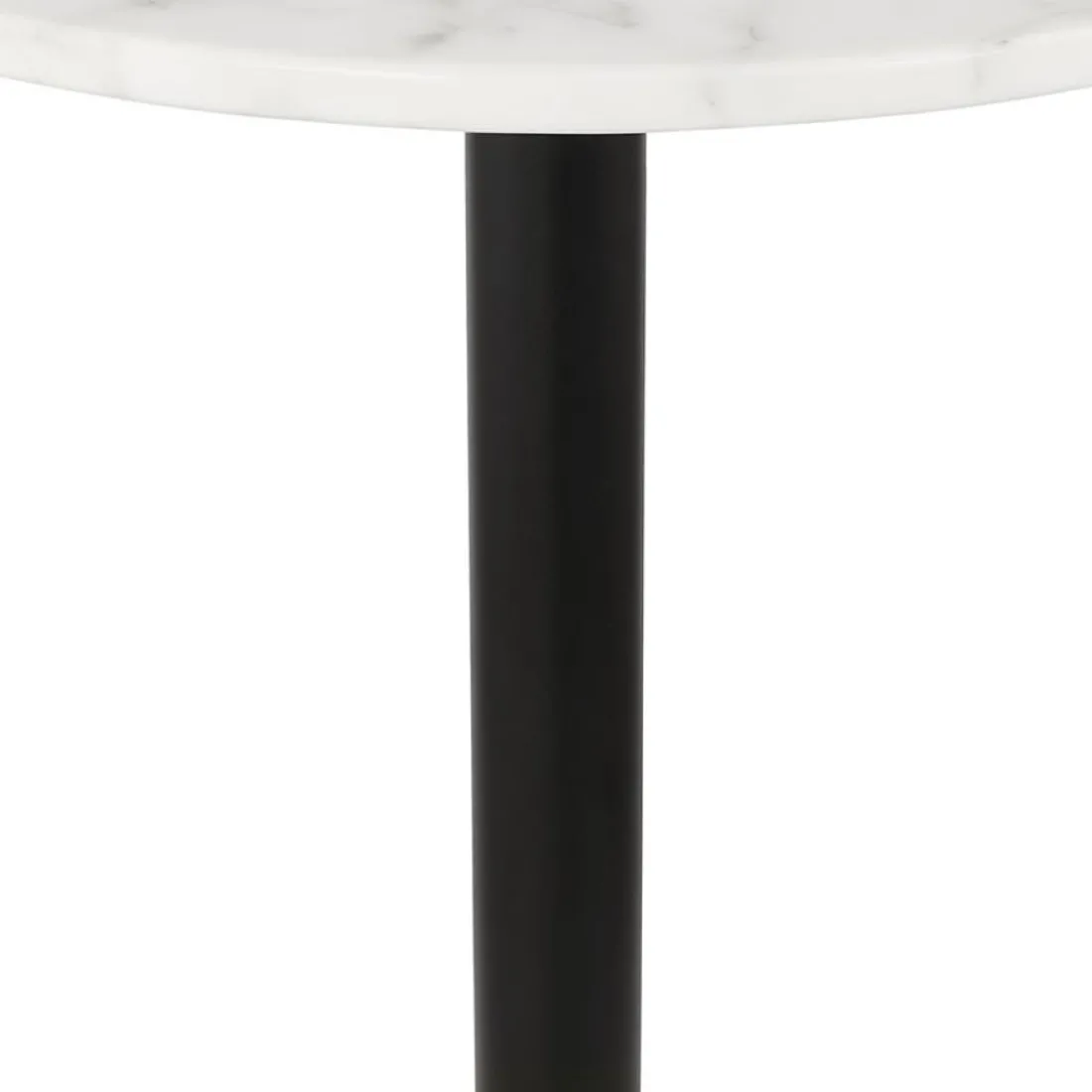 Petite table bistrot ronde 'TOMY' en pierre blanche effet marbre et métal noir
