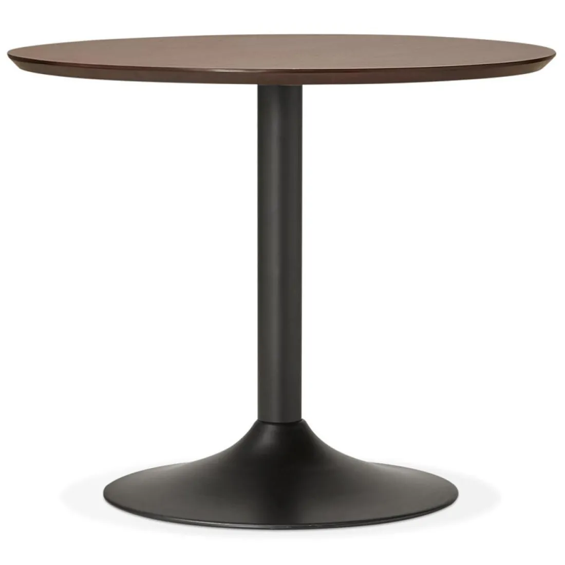 Petite table de bureau ou à diner ronde 'CHEF' en bois finition Noyer
