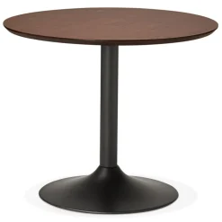 Petite table de bureau ou à diner ronde 'CHEF' en bois finition Noyer