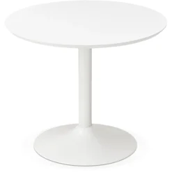 Petite table de bureau ou à diner ronde 'BARABAR' blanche